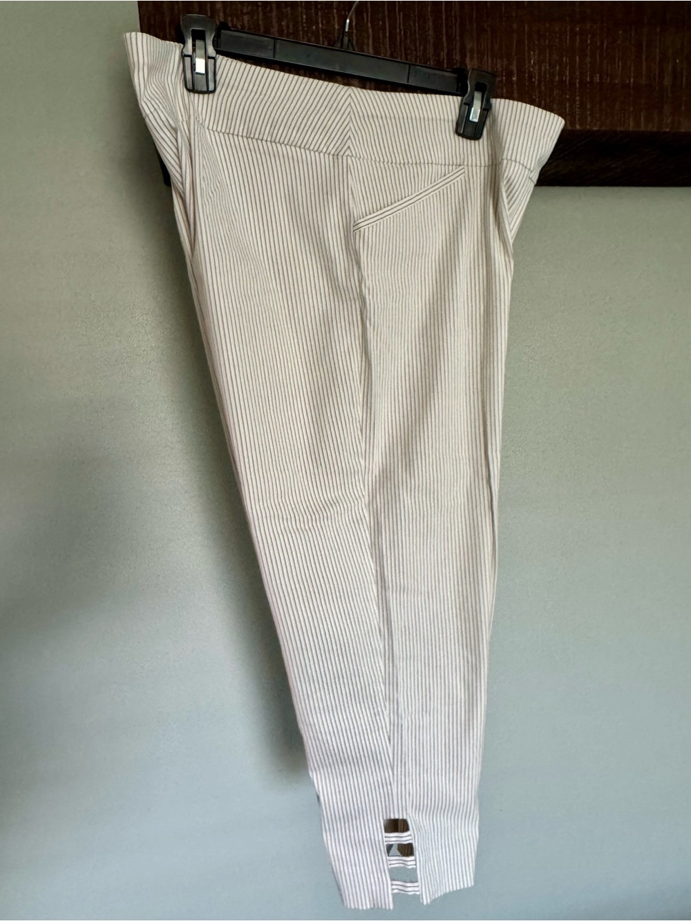 Chico's Cream and Light Pinstripe Capris